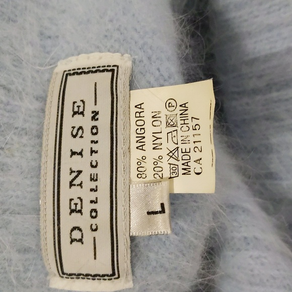 Denise| Blue Fluffy Sleeveless Cowl Neck Sweater Angora Blend - Picture 9 of 9